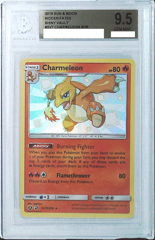 [BGS 9.5] 2019 Pokemon Sun &amp; Moon Hidden Fates Shiny Vault SV7 Charmeleon SHR