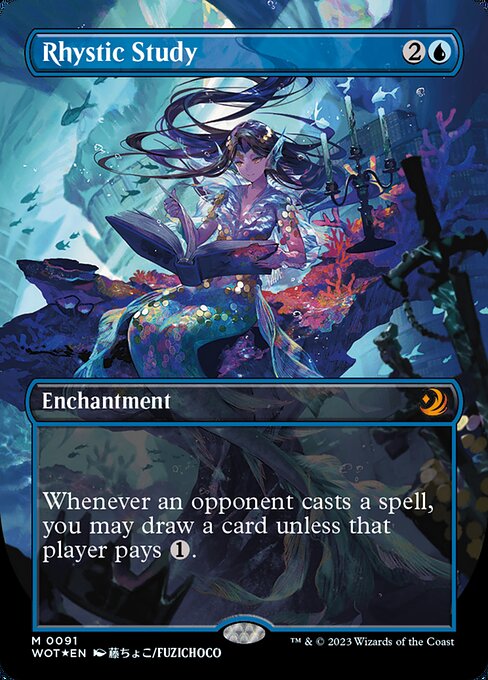 [Foil] WOT 091 Rhystic Study (0091 - Anime Confetti Foil) M