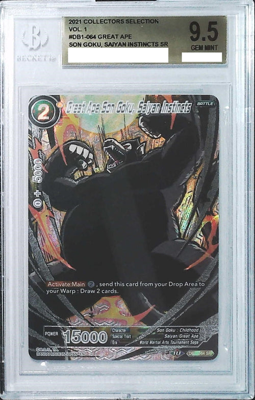 [BGS 9.5] 2021 Dragon Ball  Super Collector's Selection Vol.1 DB1-064 Great Ape Son Goku, Saiyan Instincts SR