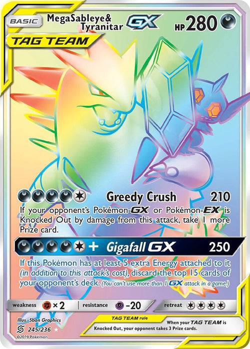 SM11 245/236 Mega Sableye & Tyranitar GX RS