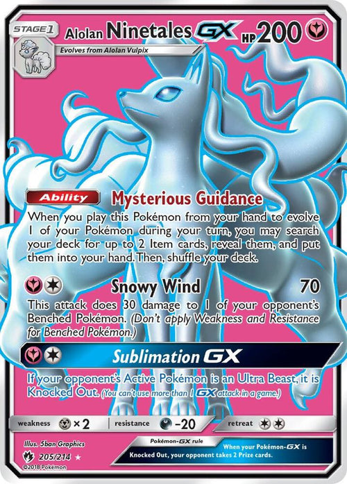 SM8 205/214 Alolan Ninetales GX SR