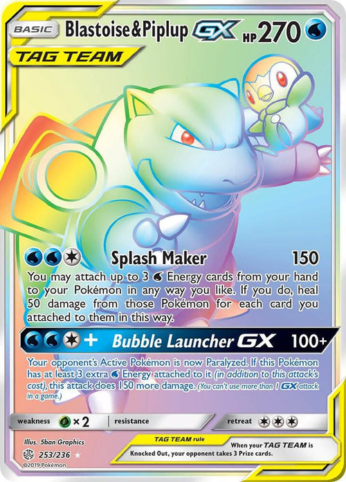 SM12 253/236 Blastoise & Piplup GX RS