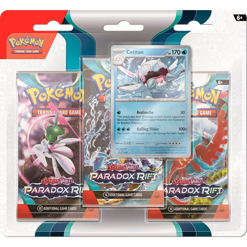 Pokemon TCG American version of Scarlet &amp; Violet SV4 "Paradox Rift" 3 Booster Blister-Whale-Cetitan