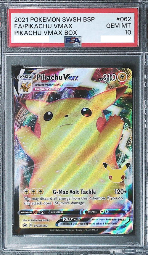 [PSA 10] 2021 Pokemon SWSH BLACK STAR PROMO 062 FA/Pikachu VMAX