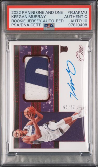[PSA AUTO 10] 2022 PANINI ONE AND ONE BASKETBALL KEEGAN MURRAY RJA 22/25