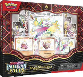 Pokemon TCG US Version Scarlet &amp; Violet SV4.5 "Paldean Fates" Skeledirge ex Premium Collection Box