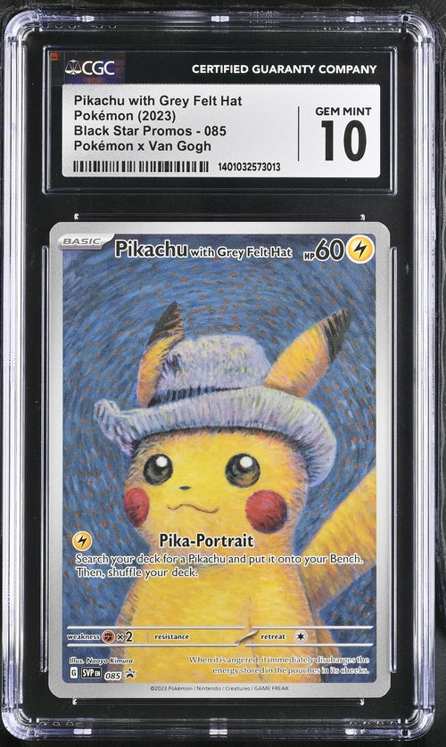 [CGC 10] 2023 POKEMON ENGLISH BLACK STAR PROMOS PIKACHU WITH GREY FELT HAT 085 POKEMON X VAN GOGH