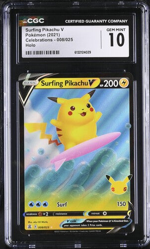 2021 POKEMON ENGLISH CELEBRATIONS SURFING PIKACHU V 008/025 HOLO