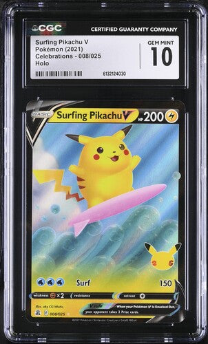 2021 POKEMON ENGLISH CELEBRATIONS SURFING PIKACHU V 008/025 HOLO