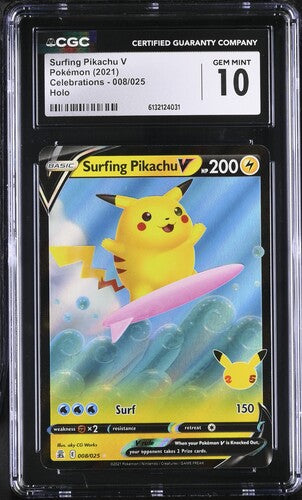 2021 POKEMON ENGLISH CELEBRATIONS SURFING PIKACHU V 008/025 HOLO