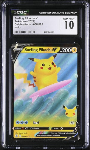 2021 POKEMON ENGLISH CELEBRATIONS SURFING PIKACHU V 008/025 HOLO