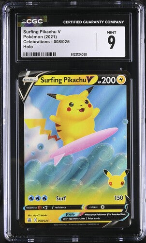 2021 POKEMON ENGLISH CELEBRATIONS SURFING PIKACHU V 008/025 HOLO