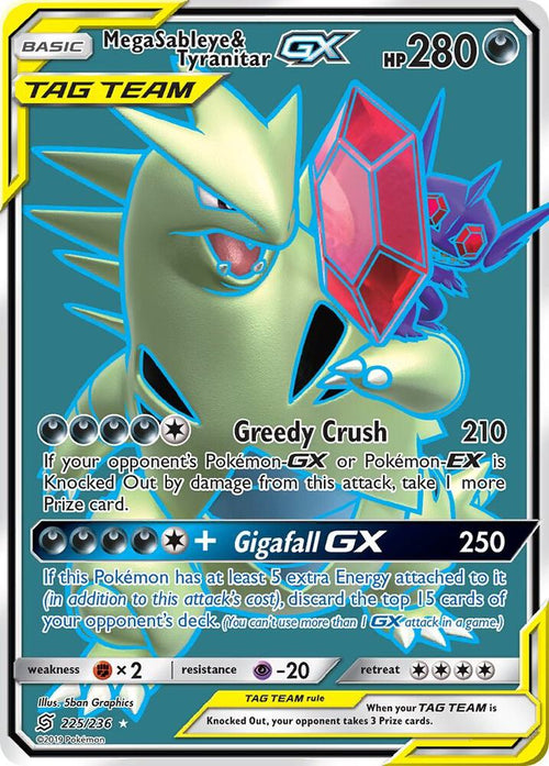 SM11 225/236 Mega Sableye & Tyranitar GX SR