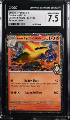 [CGC 7.5] 2025 Pokemon ENGLISH Destined Rivals ETHAN'S TYPHLOSION #034/182 -REVERSE HOLO