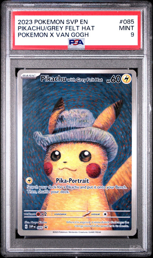 [PSA 9] 2023 Pokemon SV BLACK STAR PROMO POKEMON X VAN GOGH 085 Pikachu/Grey Felt Hat