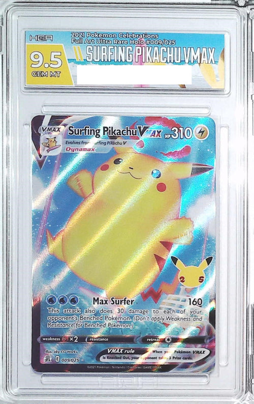 [HGA 9.5] 2021 Pokemon Celebrations Classic Collection 9 Surfing Pikachu VMAX Full Art Ultra Rare Holo
