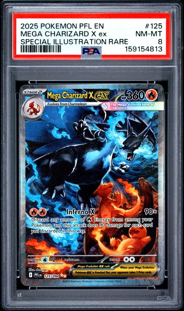 [PSA PSA 8] 2025 POKEMON PFL EN-PHANTASMAL FLAMES #125 MEGA CHARIZARD X EX SPECIAL ILLUSTRATION RARE
