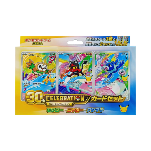 (預訂-預計10月23日前到貨)Pokemon TCG 日版 MEGA「30th CELEBRATION 卡牌套組 モクロー・ニャビー・アシマリ」