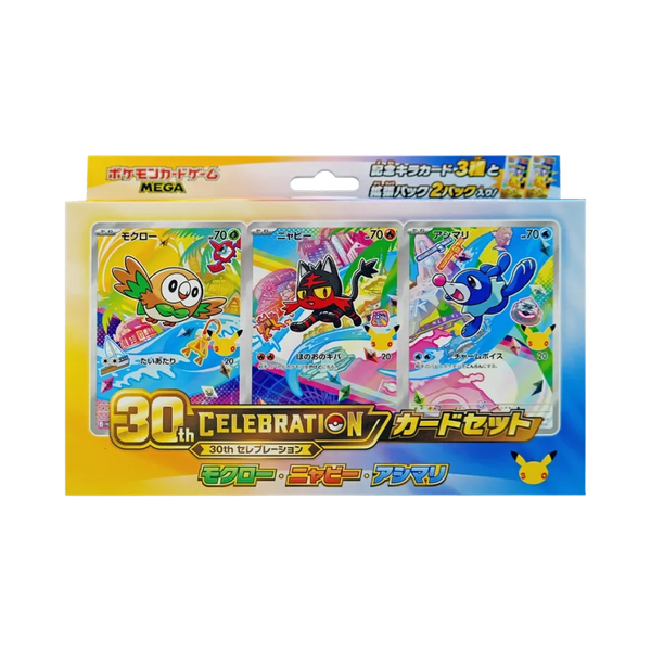 (預訂-預計10月23日前到貨)Pokemon TCG 日版 MEGA「30th CELEBRATION 卡牌套組 モクロー・ニャビー・アシマリ」