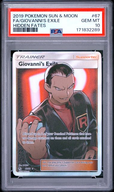 [PSA 10] 2019 POKEMON SUN & MOON HIDDEN FATES #67 FA/GIOVANNI'S EXILE HIDDEN FATES