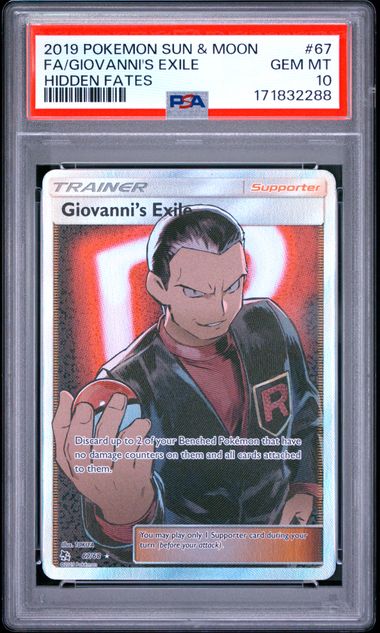[PSA 10] 2019 POKEMON SUN & MOON HIDDEN FATES #67 FA/GIOVANNI'S EXILE HIDDEN FATES