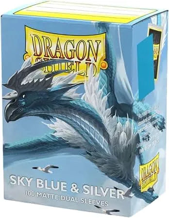 Dragon Shield - 100 Deck Protector Sleeves - Standard Size - Matte Dual - Sky Blue & Silver