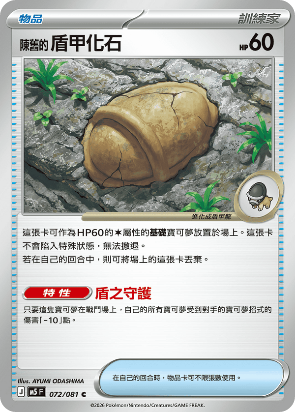 M5F 072/081 陳舊的盾甲化石 C