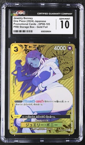 [CGC 10] 2024 ONE PIECE JAPANESE JEWELRY BONNEY OP08-105 GOLD FOIL