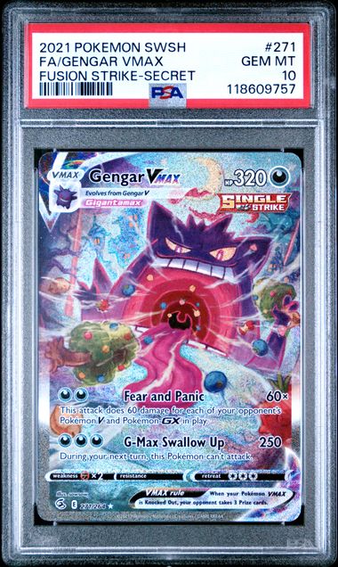 [PSA 10] 2021 POKEMON SWORD & SHIELD FUSION STRIKE #271 FA/GENGAR VMAX FUSION STRIKE-SECRET