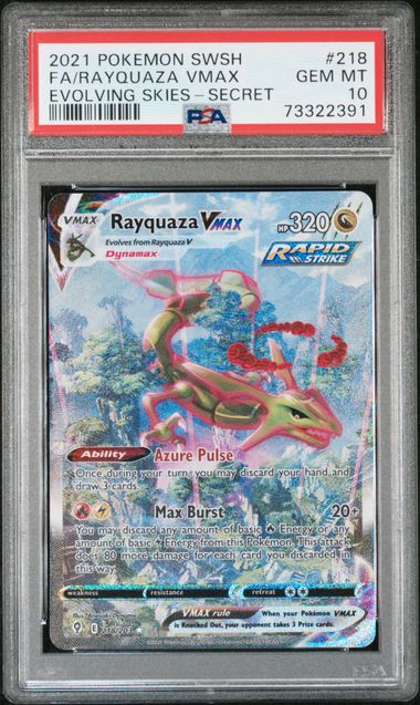 [PSA 10] 2021 POKEMON SWORD & SHIELD EVOLVING SKIES #218 FA/RAYQUAZA VMAX EVOLVING SKIES-SECRET