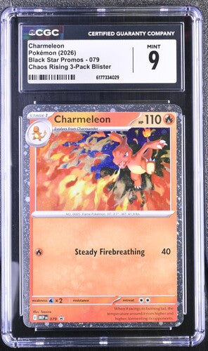 [CGC 9.5] 2026 POKEMON ENGLISH CHARMELEON 079 CHAOS RISING 3-PACK BLISTER