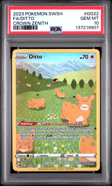 [PSA 10] 2023 POKEMON SWORD AND SHIELD CROWN ZENITH #GG22 FA/DITTO CROWN ZENITH