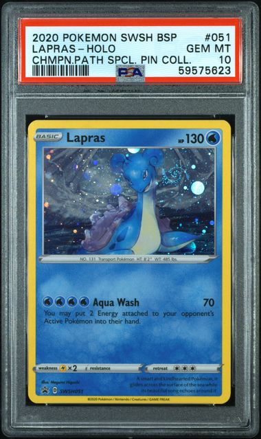 [PSA 10] 2020 POKEMON SWSH BLACK STAR PROMO #051 LAPRAS-HOLO CHMPN.PATH SPCL. PIN COLL.