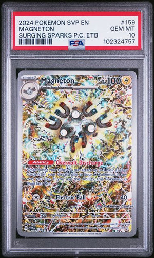 [PSA 10] 2024 POKEMON SVP EN-SV BLACK STAR PROMO #159 MAGNETON SURGING SPARKS PC ETB