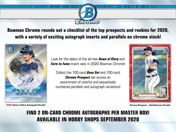 2020 Topps Bowman Chrome Baseball Trading Cards - 2 Chrome Autographs Per Master Box - 皇巢卡店 Beehive Trading Card Shop