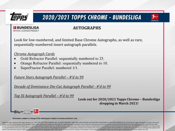 2020-21 Topps Bundesliga Chrome Soccer Hobby - 皇巢卡店 Beehive Trading Card Shop